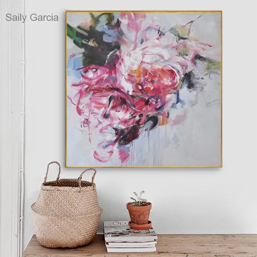 

Red Flowers Rose Decorative Painting On Canvas Plant Oil Painting Printed Poster Modern Home Decoration Wall Art Frameless