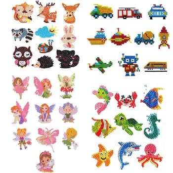 

DIY Animals Kids Round Diamond Painting Stickers Full Drill Diamond Painting Kits Embroidery Cross Stitch Manual DIY Tools