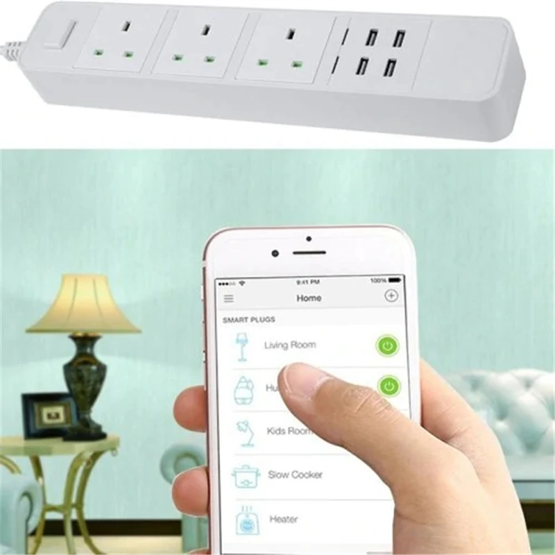 

Wifi Intelligent Plug-in APP Remote Control Socket Voice Control Plug with USB Interface - White