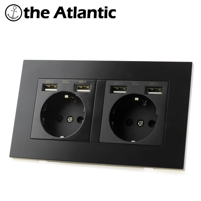 Atlectric PC Frame Dual DE EU штепсельная розетка с USB Мобильный телефон зарядный порт