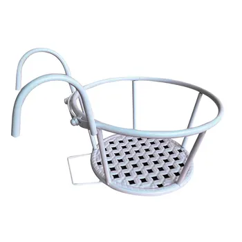 

Railing Garden Patio Durable Flower Pot Holder Basket Plant Hanger Detachable Iron Art Balcony Porch Round Home Decor