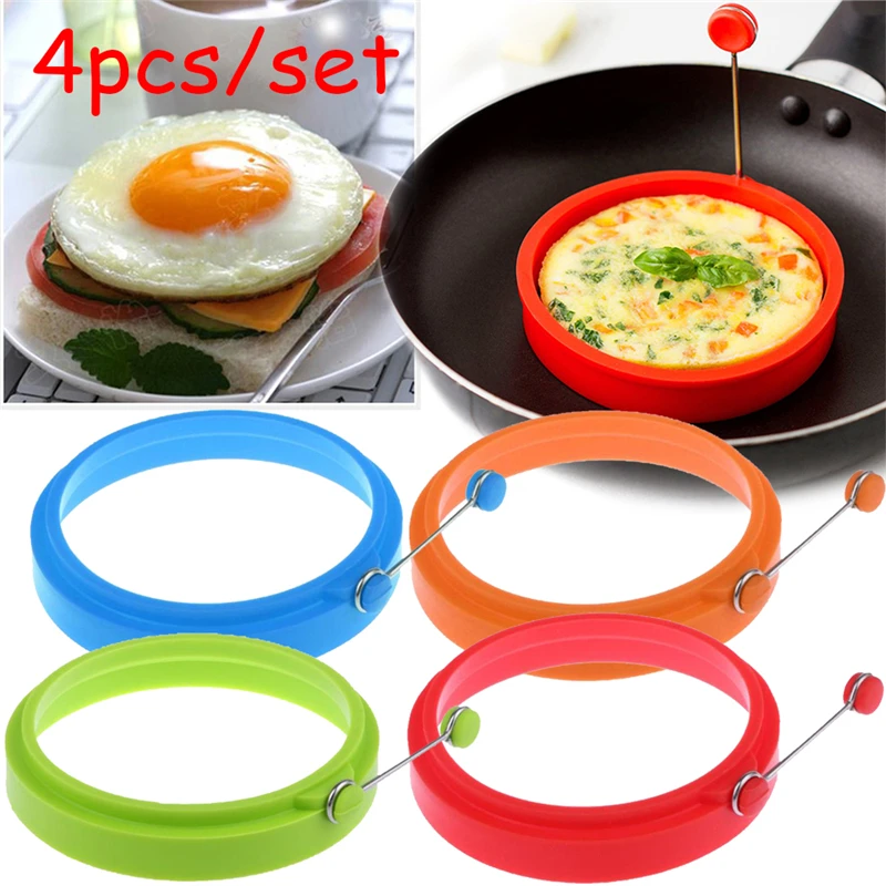 4PCS Omelette Maker Mold Round Shape Silicone Nonstick Frying Egg Mould Shape Ring Pancake Rings Mold For Kitchen Cooking Mould