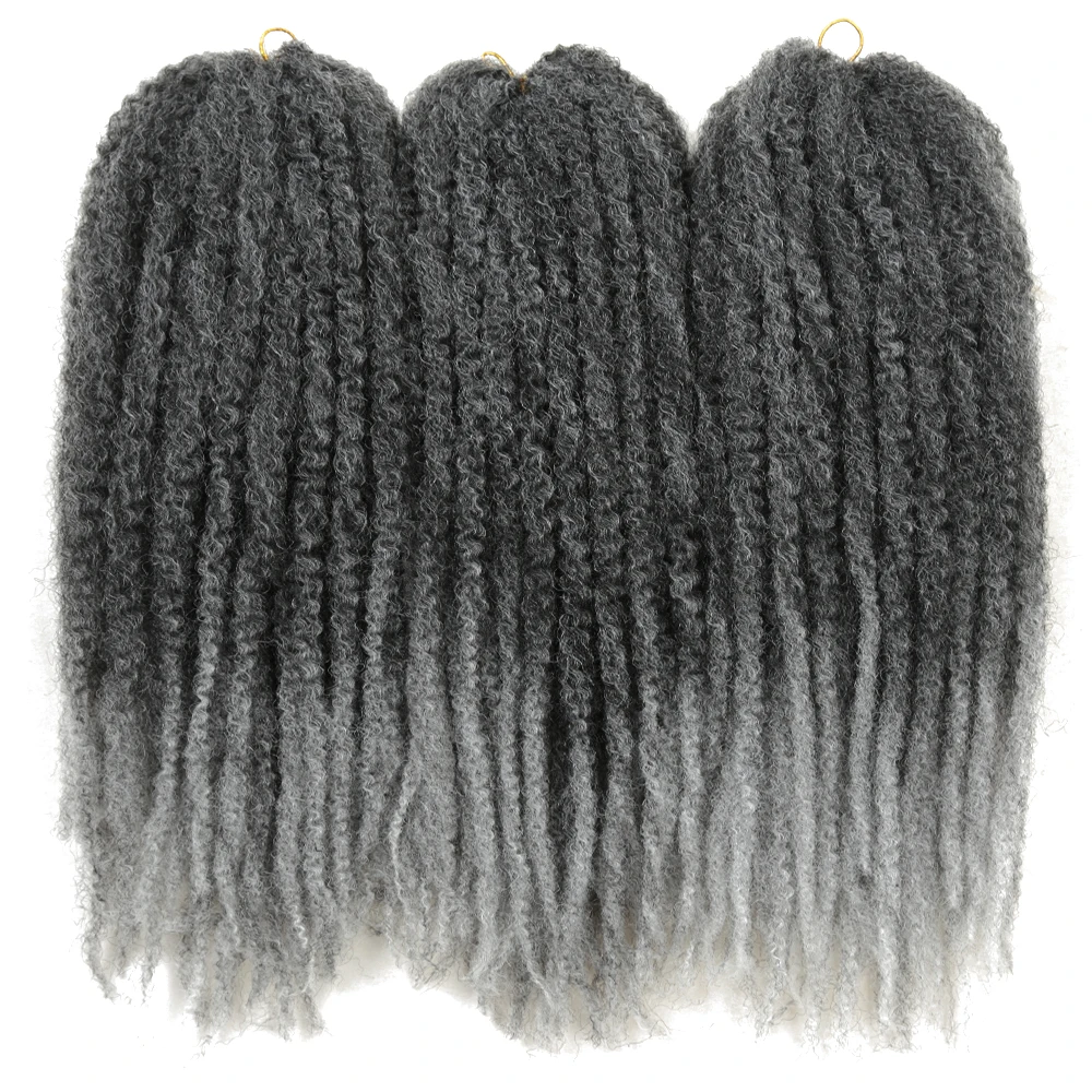 Golden Beauty 18Inch Synthetic Soft Afro Kinky Twist Ombre Braiding Hair Crochet Marly Braids Hair Extensions Blonde Grey Red