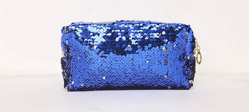 Fashion Sequin Glitter Portable Cosmetic Bag Organizer Holder Small Makeup Case Travel Storage Beauty Wash Zipper Women Girl Box