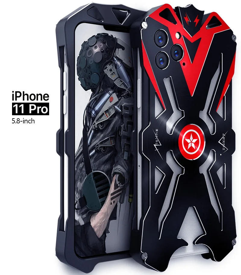 Черный Для Iphone 11 Pro Чехол Simon противоударный металлический чехол для задней крышки для Iphone 11 Pro Max Алюминиевый противоударный чехол для улицы - Цвет: Черный