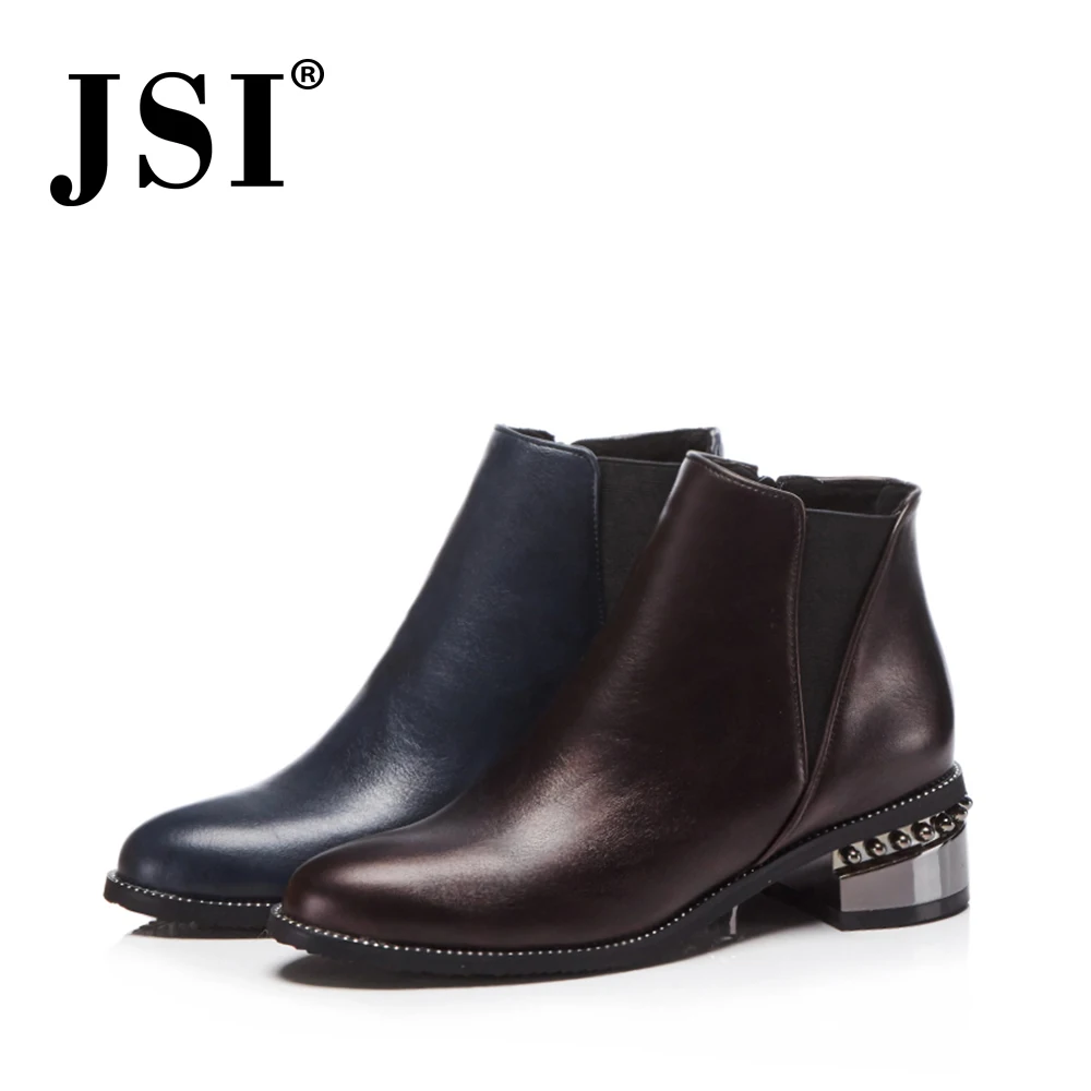 Womens Chelsea Boot,Ladies Fashion Zipper Solid Comfort Leather Mid Heel Pointed Toe Leather Ankle Short Boot