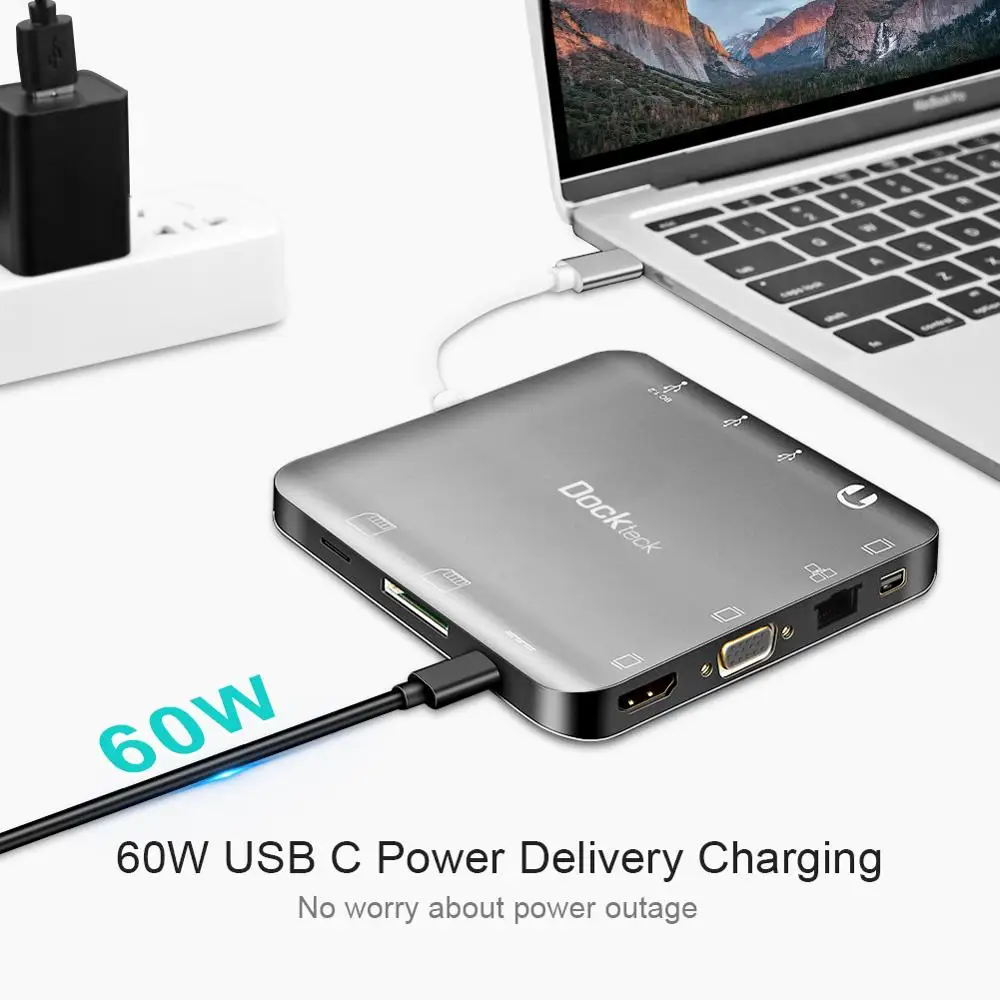 Многопортовый концентратор USB C многопортовый Type 11 в 1 Совместимость с Thunderbolt 3