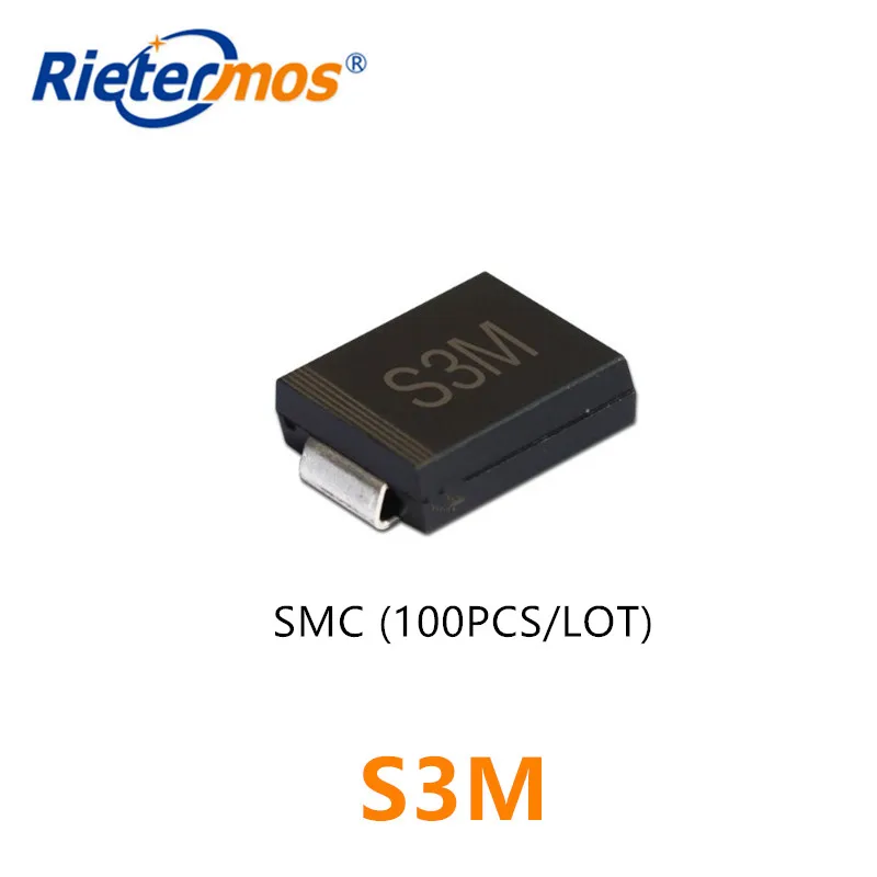

100 шт., S3M, S3MC, SMC, DO214AB, 3A1000V, высокое качество
