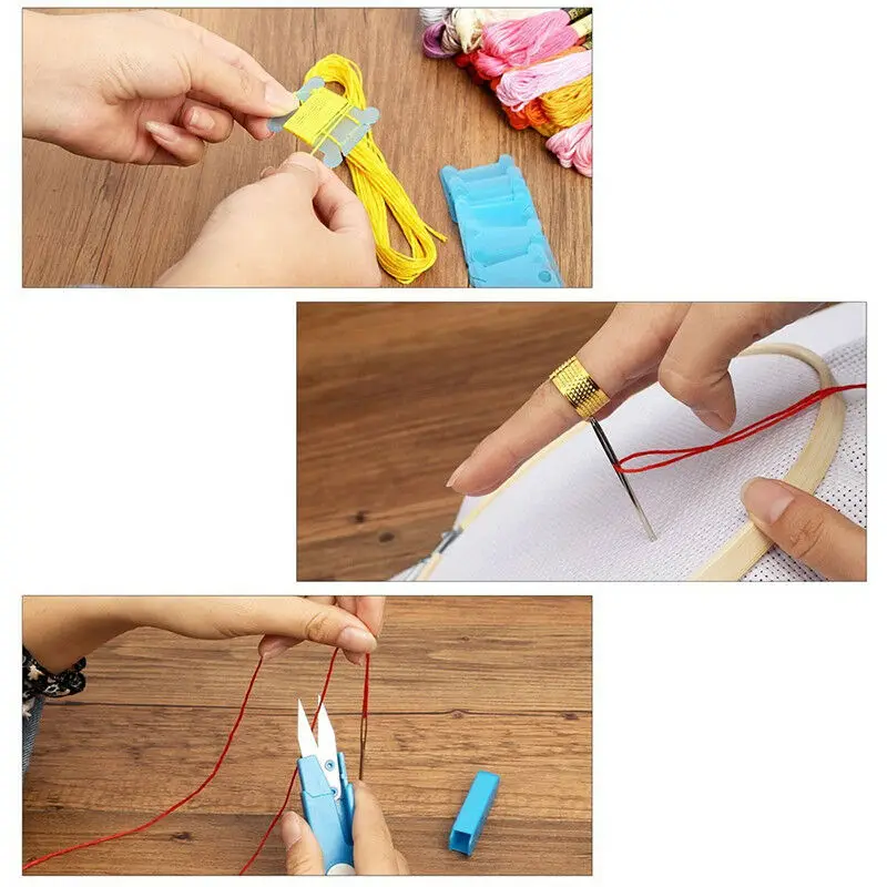 

DIY Sewing Tools Kit Magic Embroidery Pen Punch Needle Set with 12 Color Threads MYDING