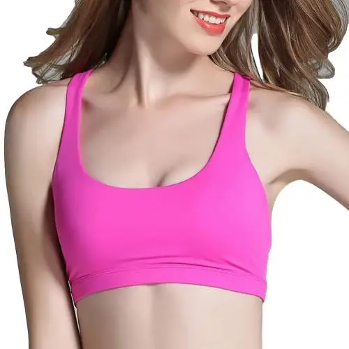 Rose Red Спортивный бюстгальтер для фитнеса, сексуальный женский бюстгальтер для пробежки и тренировок, майка с подкладкой, перекрестный ремешок, открытая спина, ударопрочный, пуш-ап, спортивный жилет, нижнее белье - Цвет: Rose Red