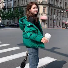 Outerwear Autumn Thicken Clothing Green Hooded Parkas Women Plus size Warm Winter Jacket Coat Female Loose Cotton-padded Short
