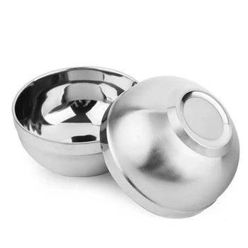 

2pcs Round Double Layer Stainless Steel Classic Rice Soup Bowl Tableware Anti Scald Noodle Bowl Kitchen Cooking Tools