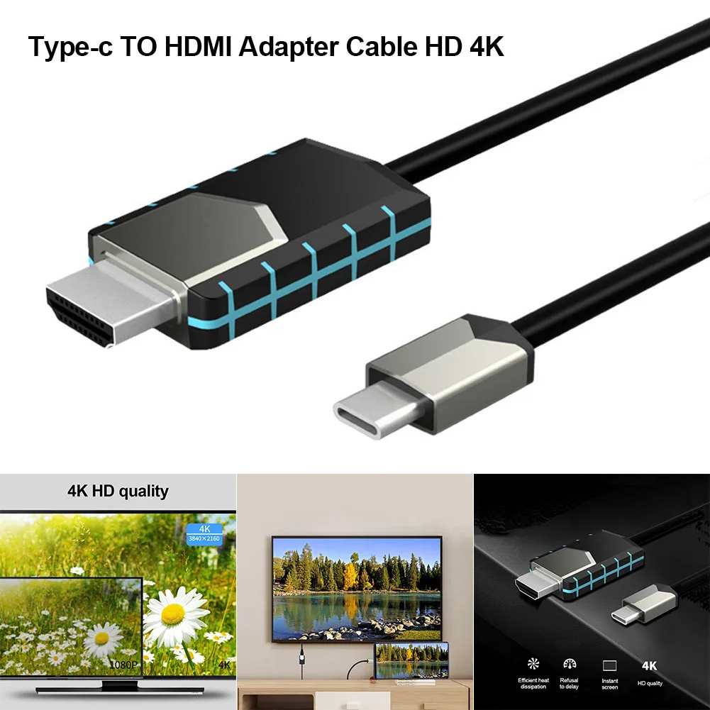 USB Type-C to HDMI Adapter 4K 30HZ 2M Conversion Cable for Mobile PC OC-shipping