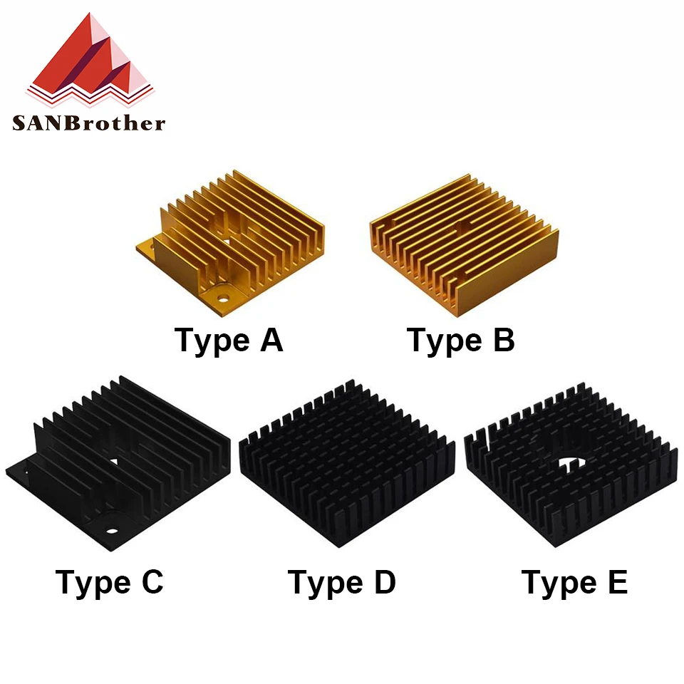 

3D Printer Aluminum Motor Heatsink Black Gold Radiator 40 x 40 x 10mm for 42 stepper motor MK7/MK8 Extruder Heat Sink