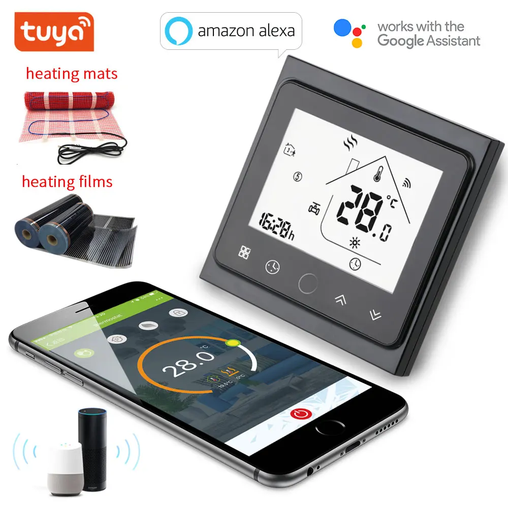 Tuya Wifi Programmable Electric-Heater Temperature-Controller Smart  Thermostat Floor-Heating Works with Alexa Google Home - AliExpress