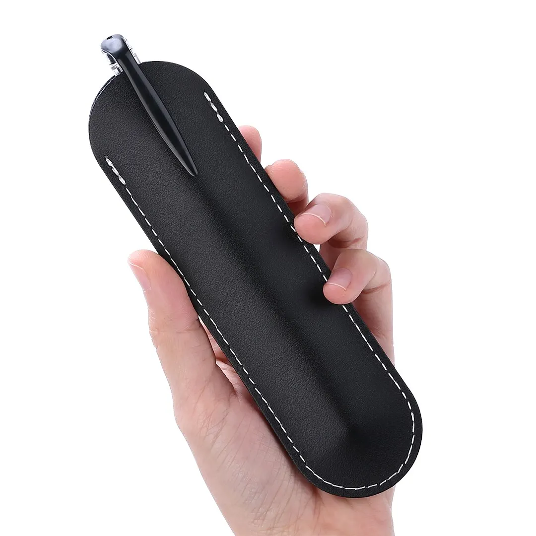 New Black Genuine Leather Fountain Pen Pouch Handcrafted Single Pencil Bag Holder Storage Sleeve Protection Pouch 157*36mm