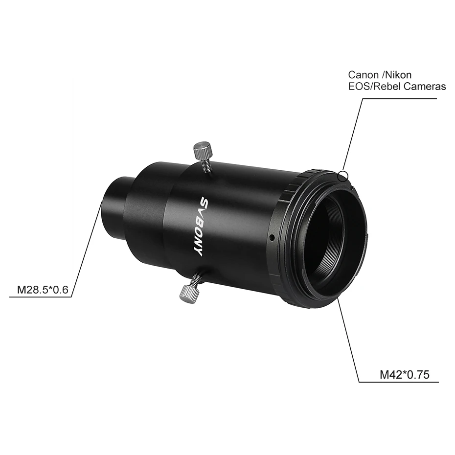 SvbonyAdattatore per Fotocamera Telescopica Adattatore-T e adattatore T2 1,25 Adattatore con Anello a T in Alluminio Compatibile con Canon EOS Rebel SLR DSLR