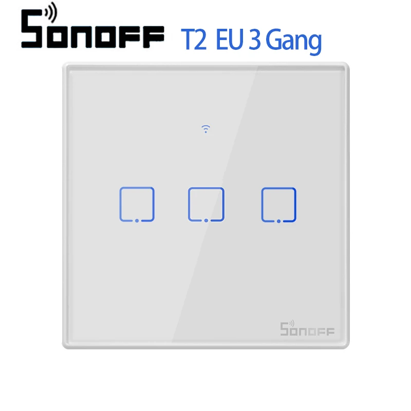 SONOFF T2 ЕС TX серия умный дом WiFi переключатель 433 RF переключатель Автоматизация совместима с Google Home Alexa Amazon поддержка eWelink - Комплект: EU 3 gang