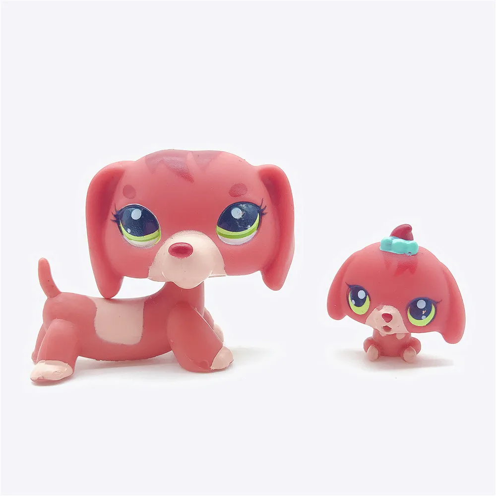 

2Pcs/Lot Rare Pet Shop Toy Twin Dachshunds 3601 Original Collection Drawing Rare Kids Toys Gift