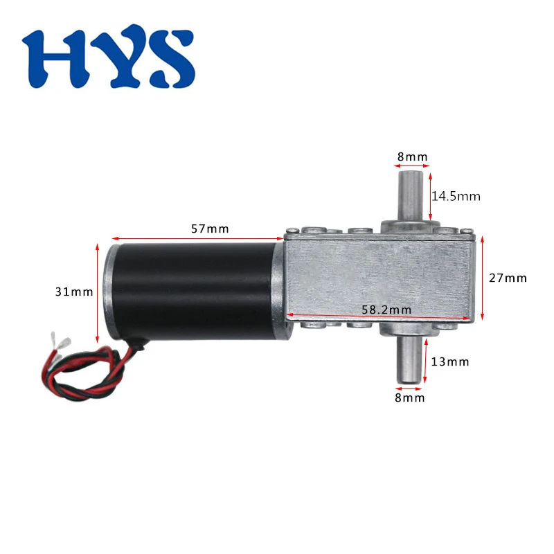 

HYS DC Gear Motor 12 volt 24V Double Shaft 14mm Worn Motor Reducer 12 V 70kg.cm Electric Motors DC12V 5840-31ZY Bracket Holder