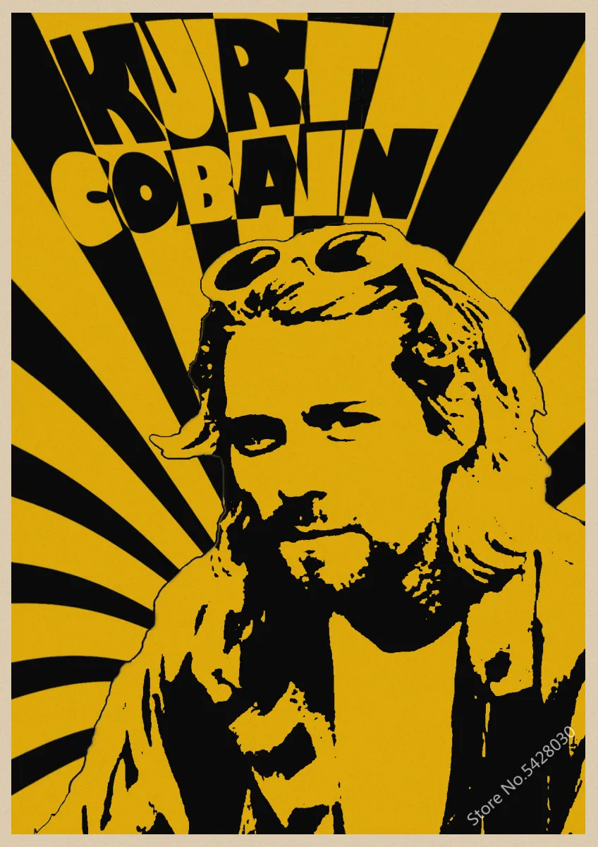 Vintage Music Posters Kurt Cobain Nirvana Frontman Rock Vintage Poster Retro Kraft Posters Bar Decorative Painting wall sticker