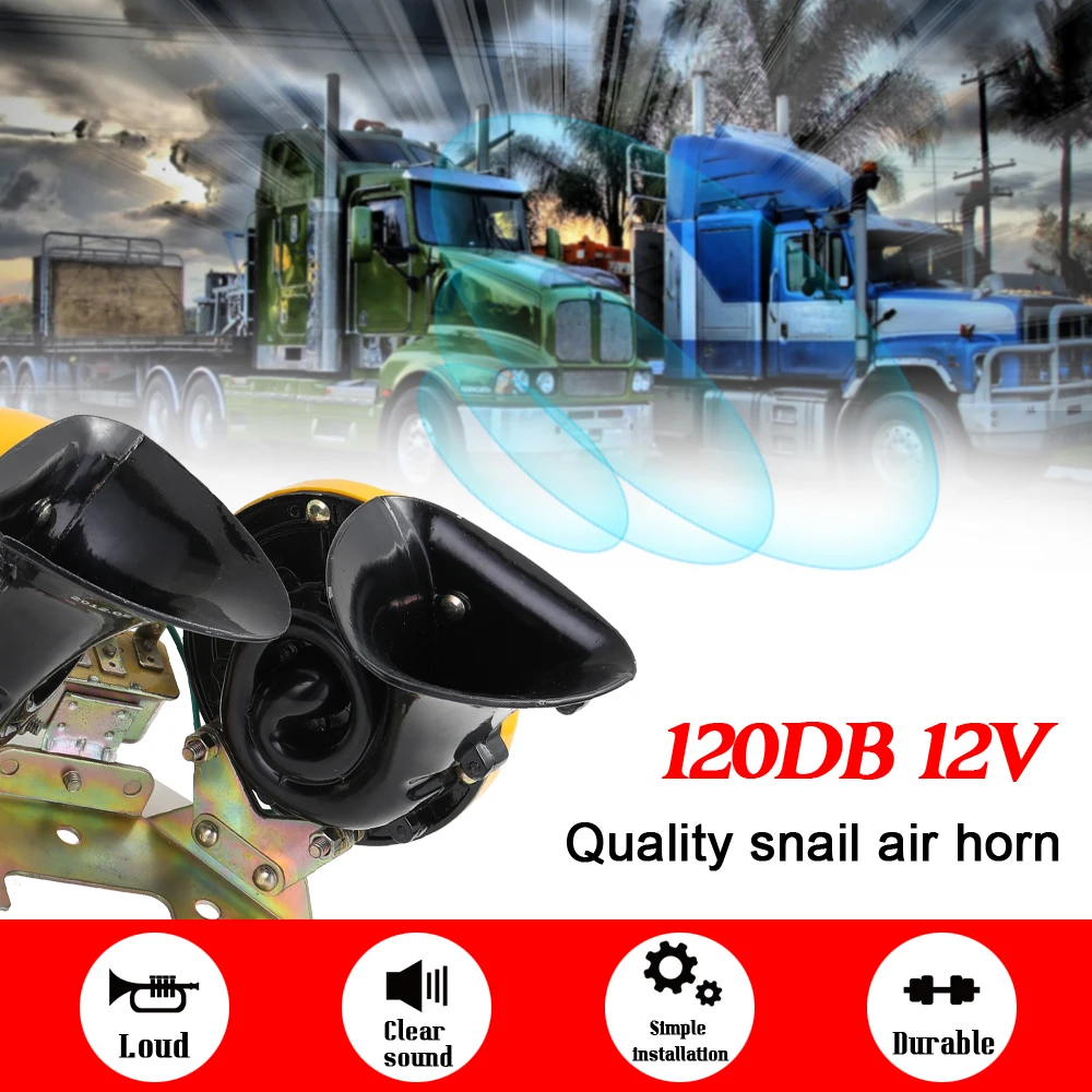 120db громкий звуковой сигнал автомобиля 12 V/24 V дополнительный клаксон Запчасти для грузовика, автобуса, громкость Водонепроницаемый пылезащитный Авто аксессуары