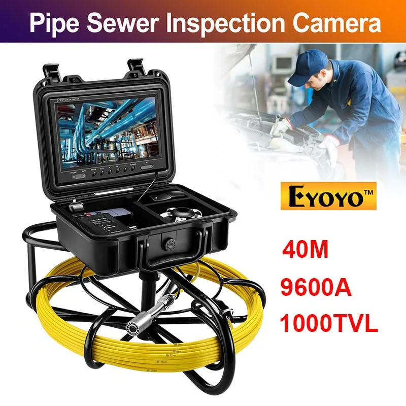 

Eyoyo 9 inch monitor Pipeline Endoscope Inspection Camera 40M Underwater Industrial Pipe Sewer Drain Video snake camera