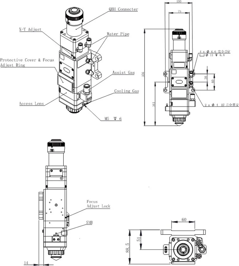 Raytools BT240S волоконная Лазерная режущая головка 1.5KW 2 kw 3.3KW для Raycus IPG волоконная лаза машина NEWCARVE