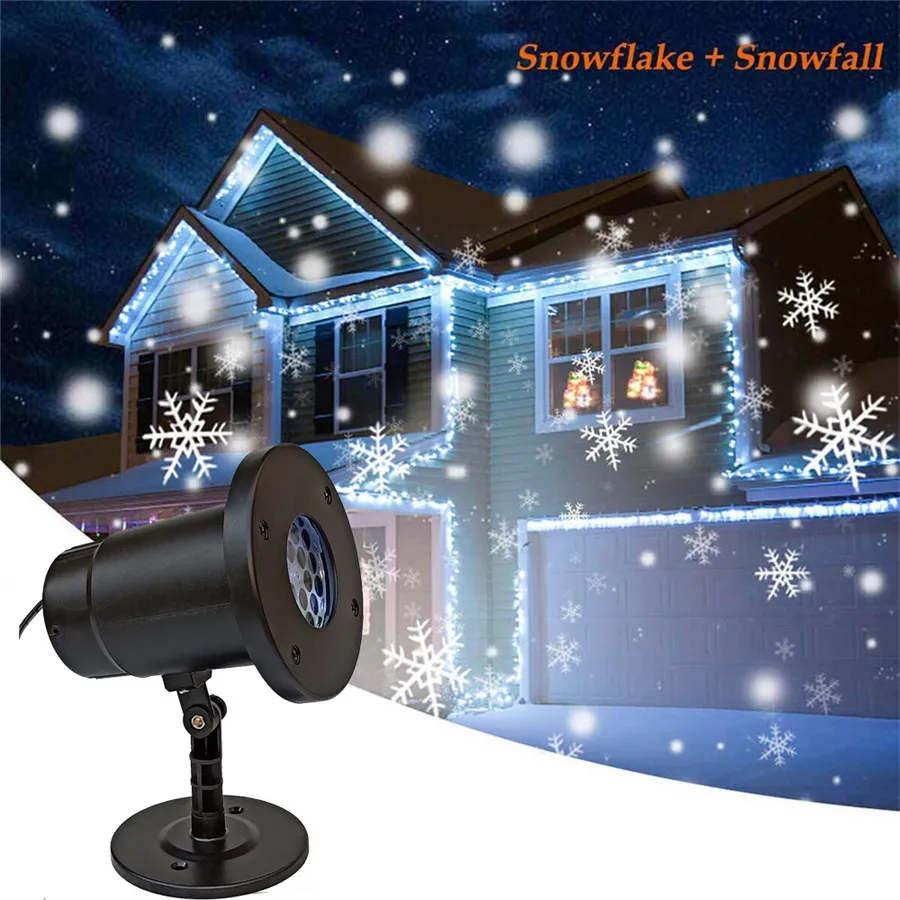 LED Snowfall Projector Lights Christmas Snowflake Projector Lamp Outdoor Party Wedding Snow Falling Landscape Projection Light