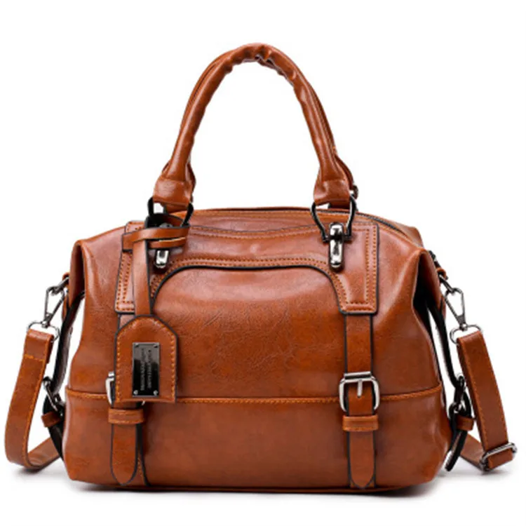 

2019 New JIULIN high-quality European and American Fashion Oil Wax Soft Leather Hand Shoulder Slant bag women bag