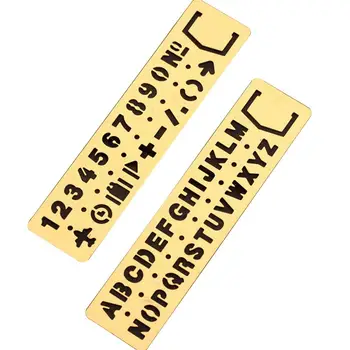 

Vintage Brass Bookmark Ruler Multi-function Drawing Ruler Template Ruler Digital Letter Empty Hand Ruler Ruler