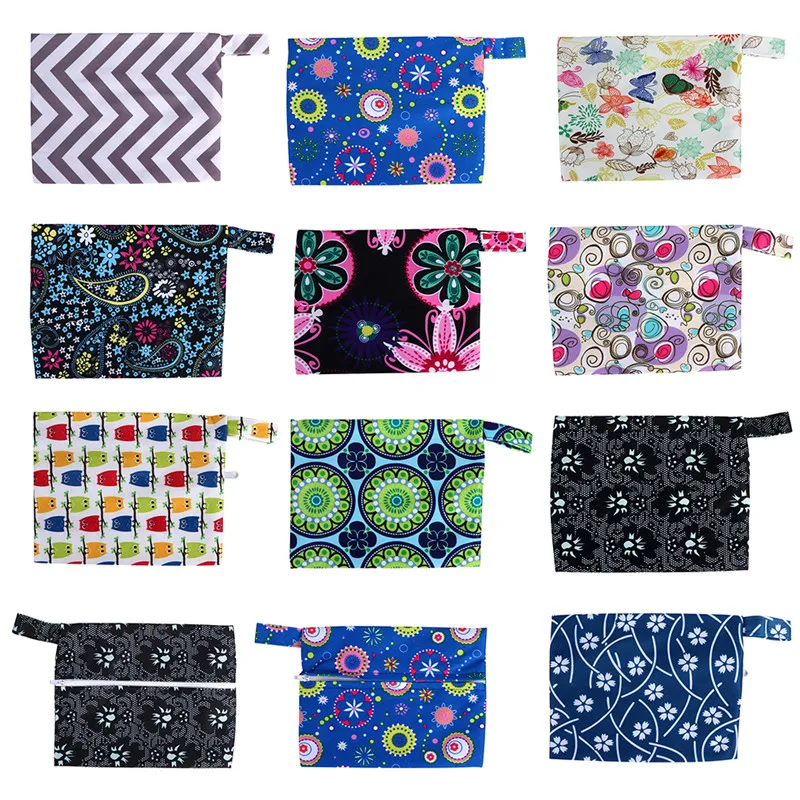 

1PC Waterproof Sanitary Diaper Nappy Maternity Pad Print Bag Zip Wet Bag Menstrual Aunt Towel Pouch Reusable Storing Mama Cloth