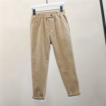 

Vintage Women Corduroy Harem Pants Solid High Wait Loose Casual Ankle-Length Pants Autumn New Elastic Waist Korean Version Pants
