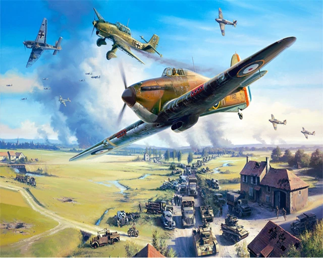 Paint By Numbers Adult Kit Road to Dunkirk dogfight