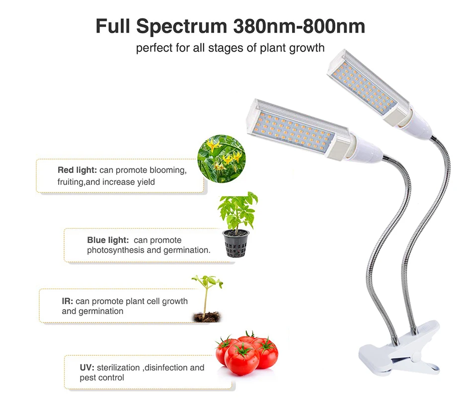 phytolamp 50W Led Grow Light Full Spectrum Lamp For Plant Potted Vegetable Flower 88LEDs Dimmable Plants Lamps