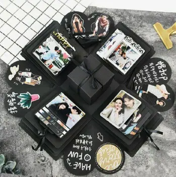 

DIY Photo Album Anniversary Creative Exploding Gift Box Surprise Explosion Box Scrapbook DIY Memory Photo For Valentine's Day