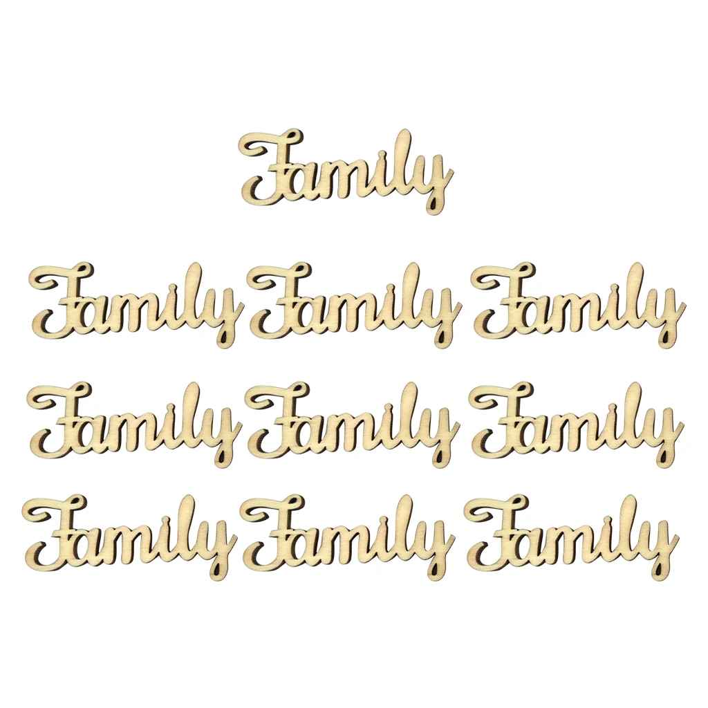 Rustic Wooden Letters Family Decorative Signs Letter Cutouts for Home Decor, Embellish Counter,Living Room,Kitchen,Shelf, 10Pcs