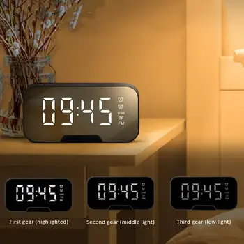 

Alarm Clock Big Mirror Portable Wireless Bluetooth 5.0 Speaker Radio Table Clock Digital Clock Office Gift Led Clock