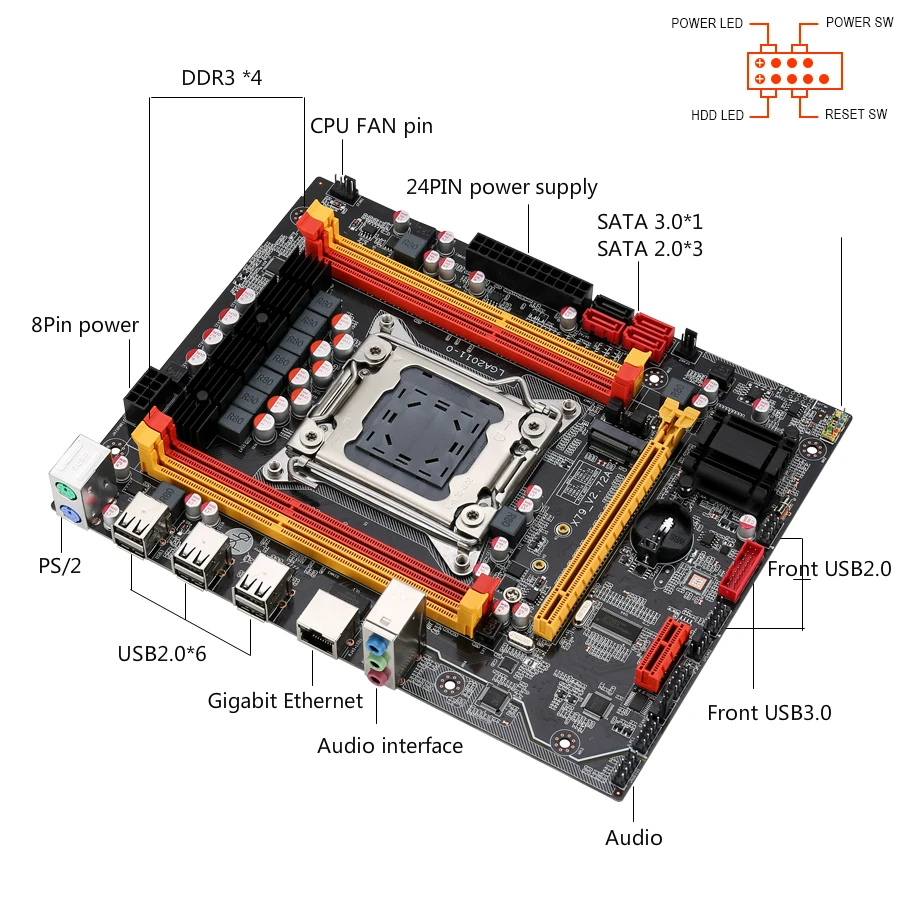 Комплект материнской платы Kllisre X79 LGA 2011 E5 2630 V2 CPU 4 шт. x ГБ = 16 Гб DDR3 1333 МГц ECC