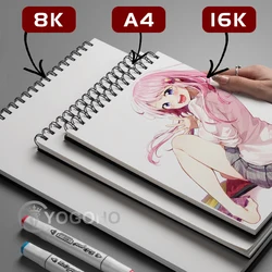 Cahier de dessin de 50 feuilles de papier épais pour étudiants en art, livre de croquis de 8K/16K/A4, carnet d'art pour peinture, aquarelle, graffiti, papeterie scolaire 