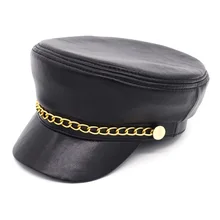 Новое поступление, шапка для матрос, Женская Коричневая Кожаная шапка для мальчика, s, унисекс, из натуральной овчины кожаная осенне-зимняя мужская Военная Кепка