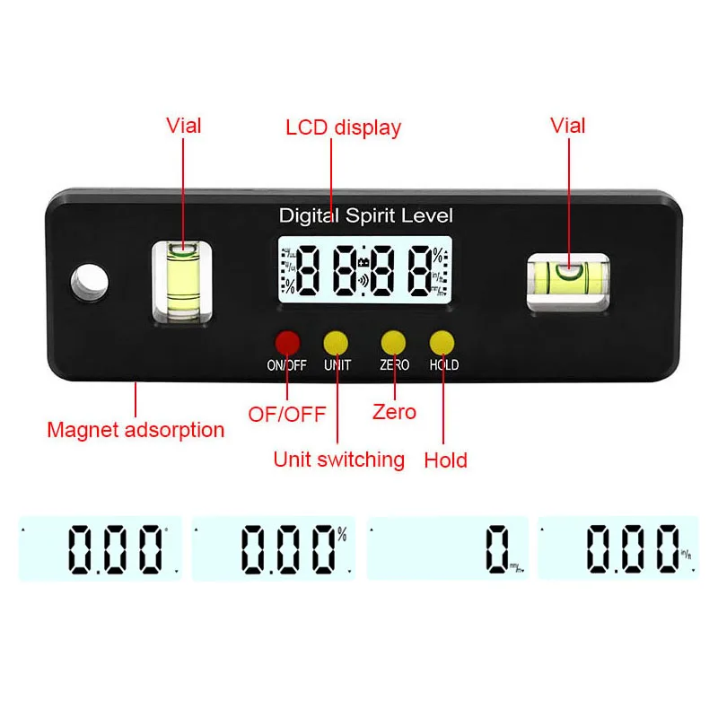 100mm/150mm/200mm Digital Spirit Level 360 degree Angle Inclinometer Electronic Protractor Horizon Meter Ruler Measuring Tool