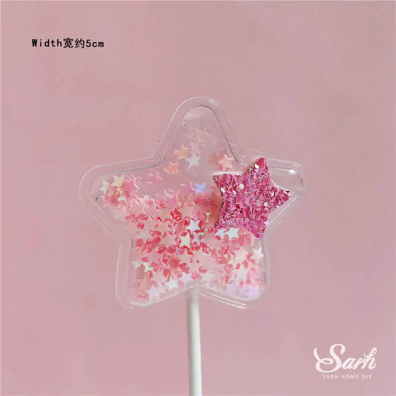 2pc star topper Кролик, пара, кролик, счастливое украшение для дня рождения, сердце, дерево, Топпер для торта на годовщину, свадьбу, вечеринку, выпечка, Suplies Baby Love, подарок - Цвет: 2pc star topper