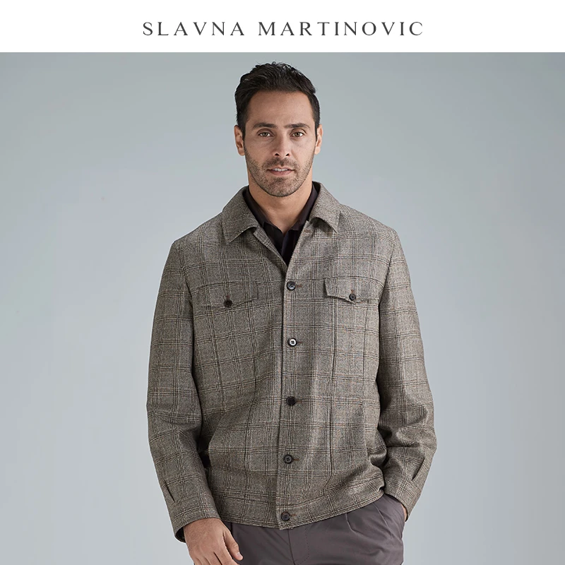 

Slavna Martinovic New Autumn And Winter Business Casual Jacket Retro Plaid Short Pure Wool Hunting Jacket Mens Jackets And Coat