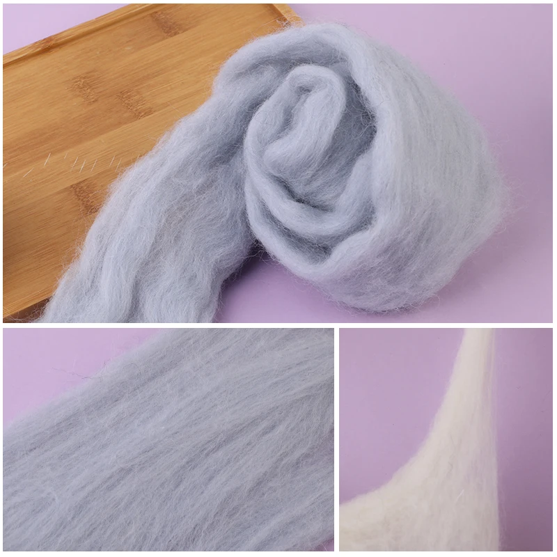 Needle Felting Wool 100g/50g Soft White Felting Wool Fiber Needle Felting Natural Collection For Animal Projects Wool for Needlework