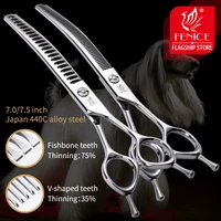 Fenice 7.0/7.5 cal profesjonalne Dog Grooming nożyce zakrzywione degażówki nożyczki dla psa twarzy ciała JP 440C wysokiej jakości 2