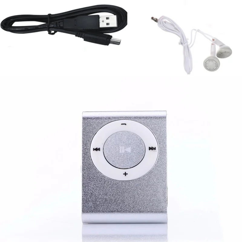 Портативный мини Mp3 музыкальный плеер Mp3 плеер Поддержка Micro TFCard слот USB MP3 S порт плеер USB порт с наушниками для Iphone - Цвет: Серебристый