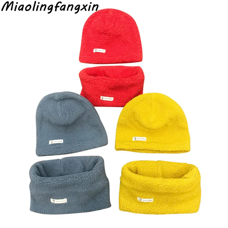 Осенне зимний Хлопковый вязаный детский комплект из 2 предметов с шапкой и