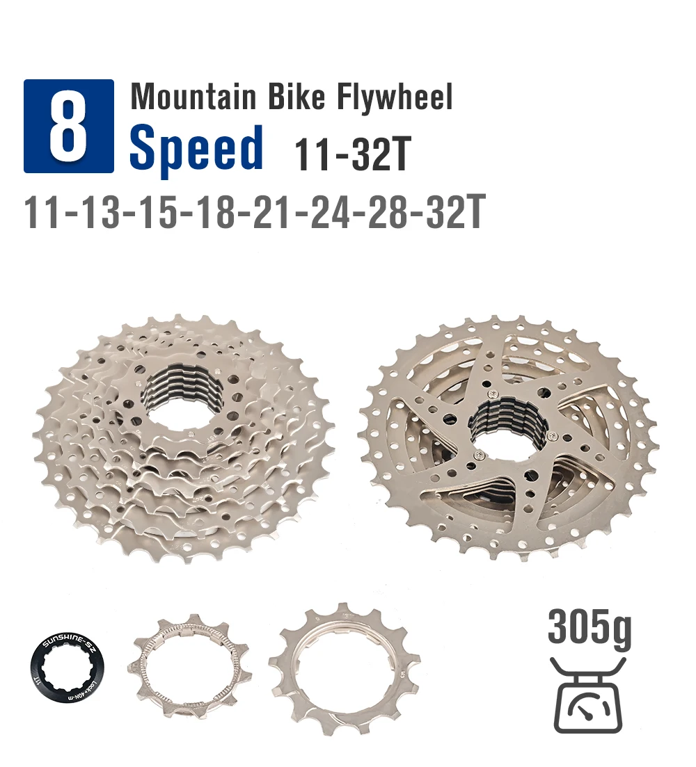 SUNSHINE MTB Bike Cassette Freewheel 8 9 10 11 12 Speed 11-32T/36T/40T/42T/50T Bicycle Flywheel K7 Sprocket For Shimano HG Hub