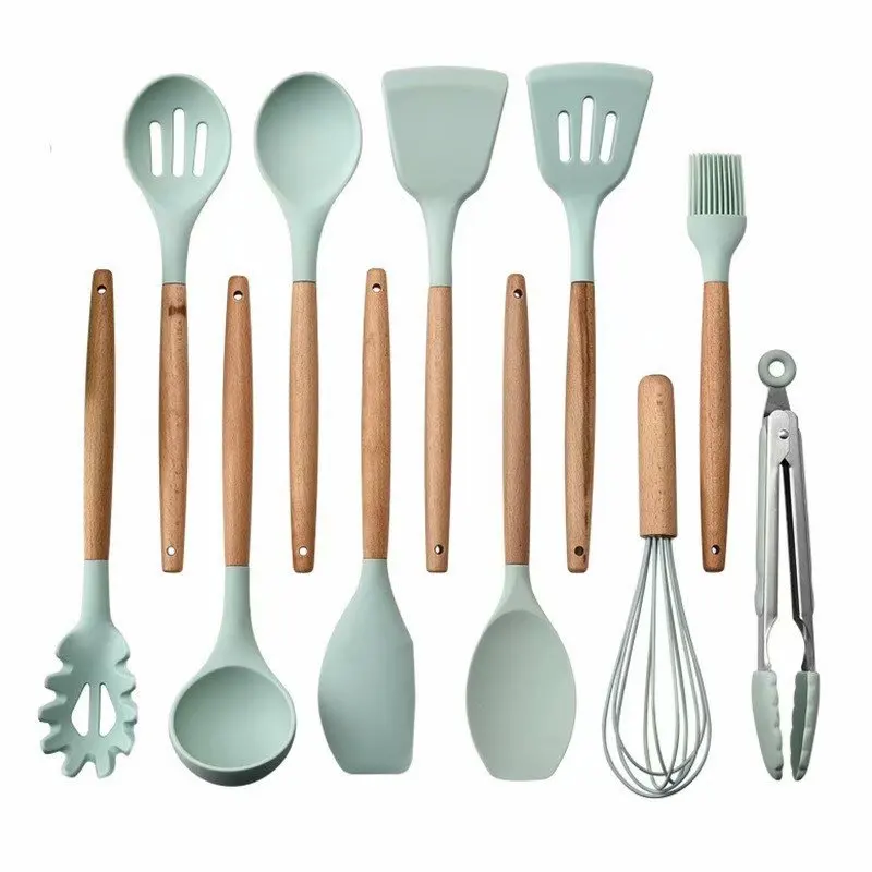 

1PC Silicone Turner Soup Spoon Spatula Brush Scraper Pasta Server Egg Beater Kitchen Cooking Tools Kitchenware Green